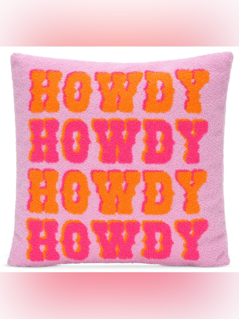 Pink & Orange 'Howdy' Textured Throw Pillow